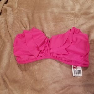 NWT Forever21 Neon Pink ruffle Bikini tube top